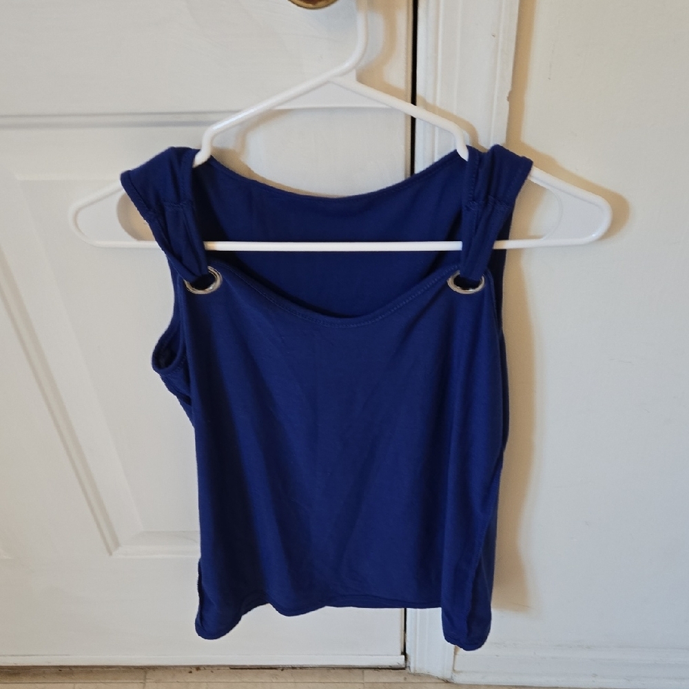 Sleeveless Ring-Detail Tank Top in Royal Blue